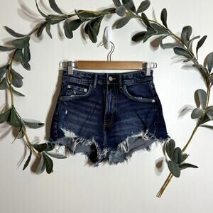Zara Fray Hem Denim Shorts LAST CALL